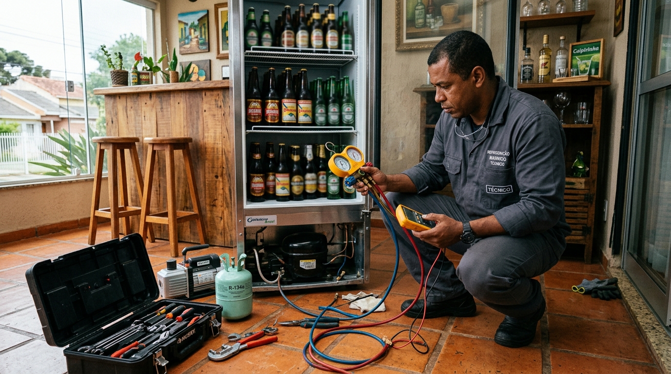 Técnico de conserto de cervejeira em residência em Santo André‑SP